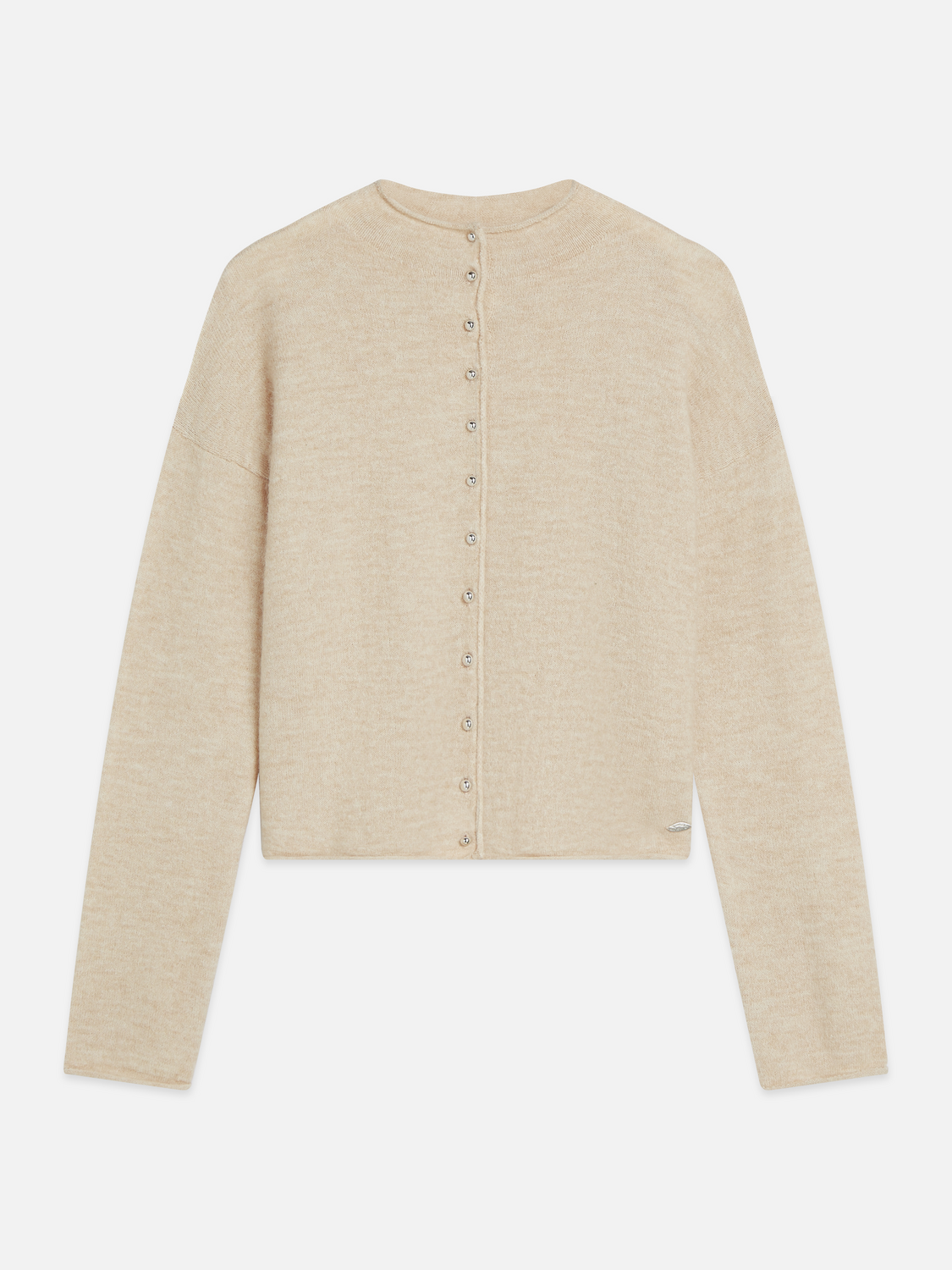 Fuzzy Funnel-Neck Cardigan