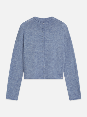 Fuzzy Wool-Alpaca Blend Relaxed Cardigan