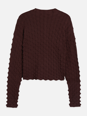 Textured Stitch Funnel-Neck Cardigan