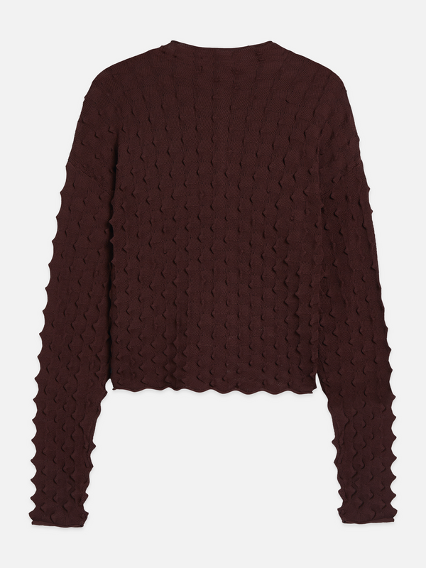 Textured Stitch Funnel-Neck Cardigan