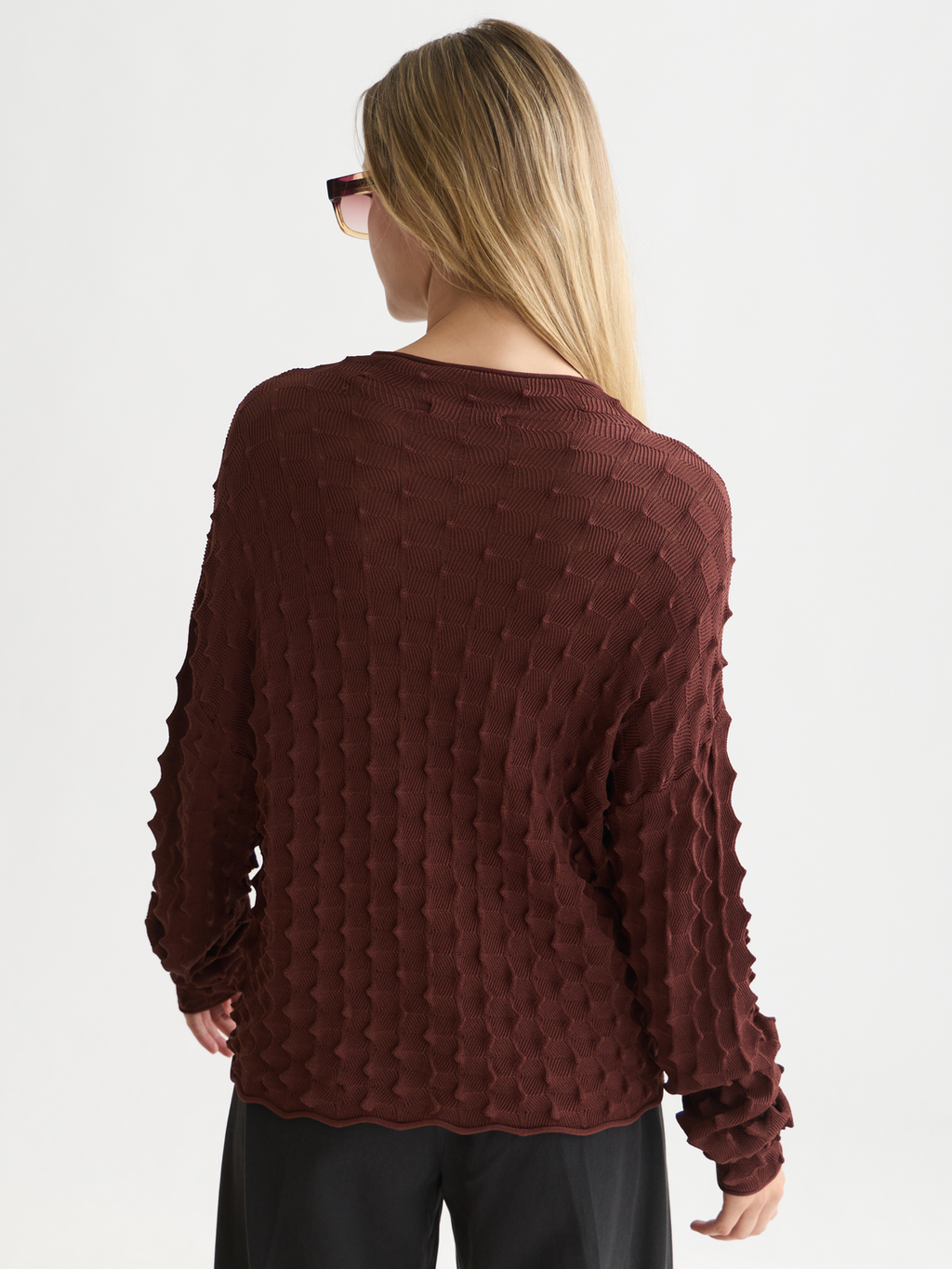 Textured Stitch Funnel-Neck Cardigan