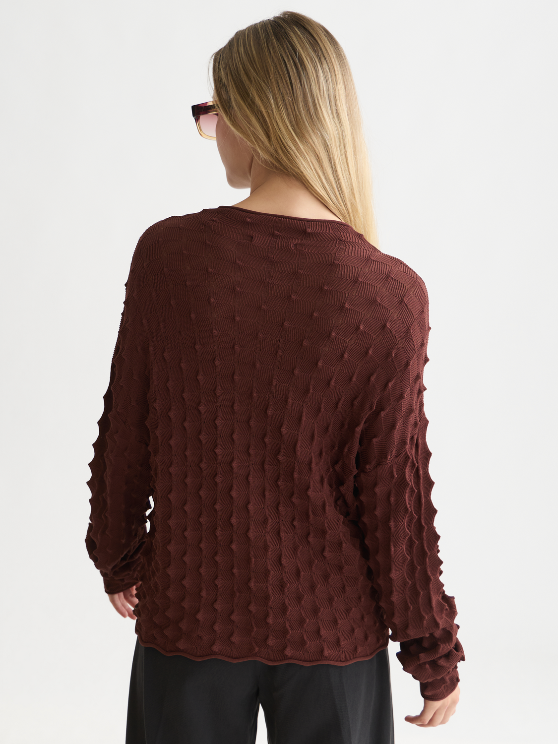 Textured Stitch Funnel-Neck Cardigan