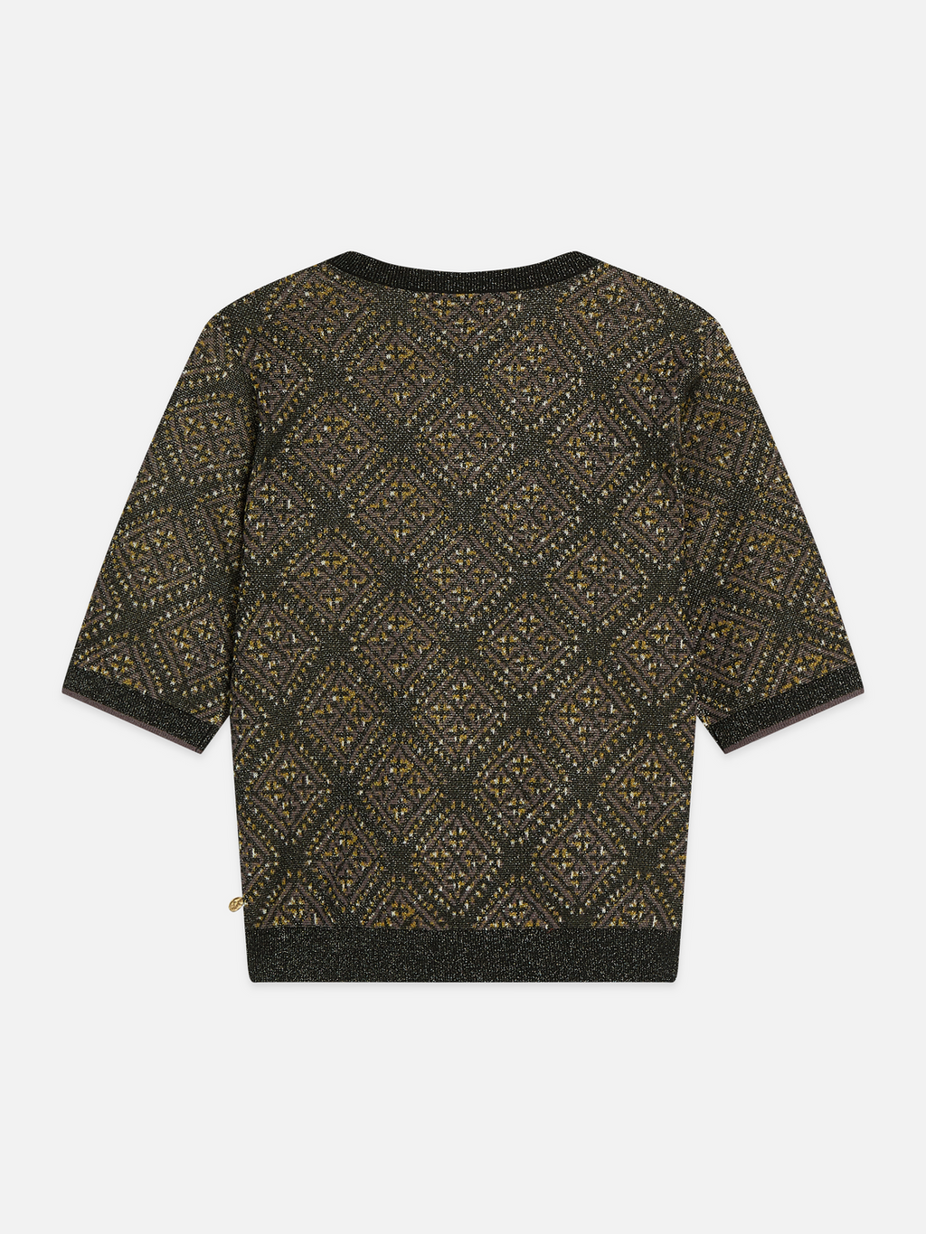 Short-Sleeve Jacquard Knit Pullover