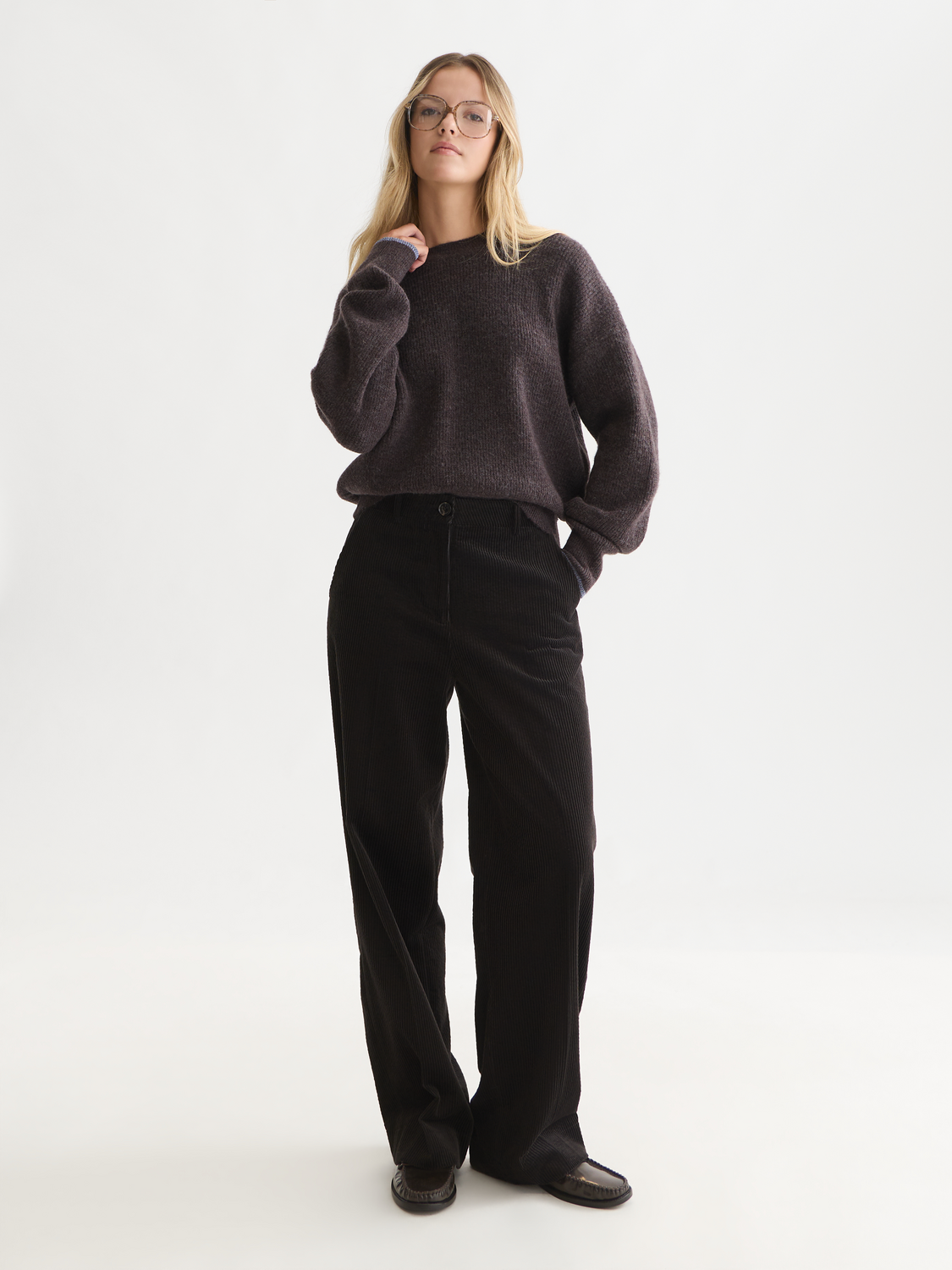 Fuzzy Wool-Alpaca Blend Relaxed Pullover