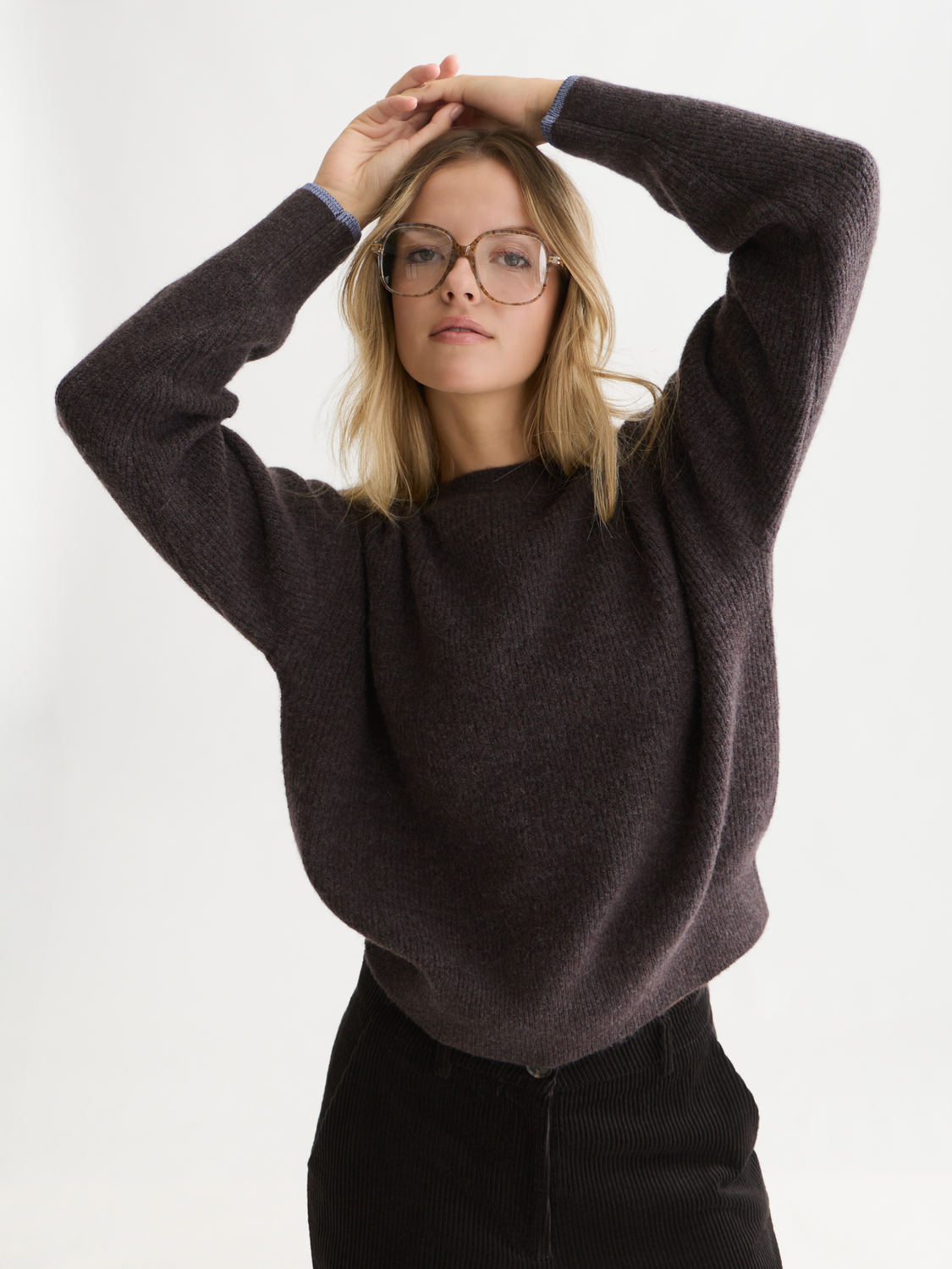 Fuzzy Wool-Alpaca Blend Relaxed Pullover