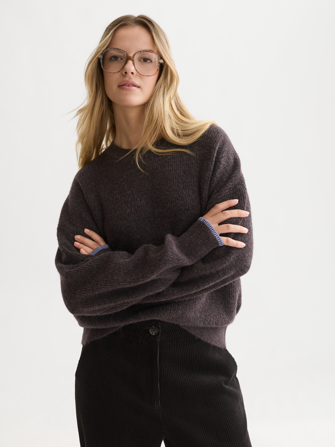 Fuzzy Wool-Alpaca Blend Relaxed Pullover