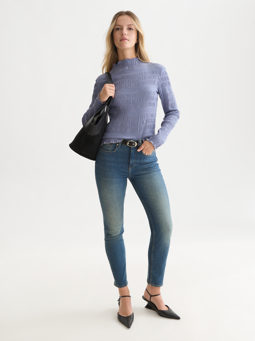 Smocked Long-Sleeve Top