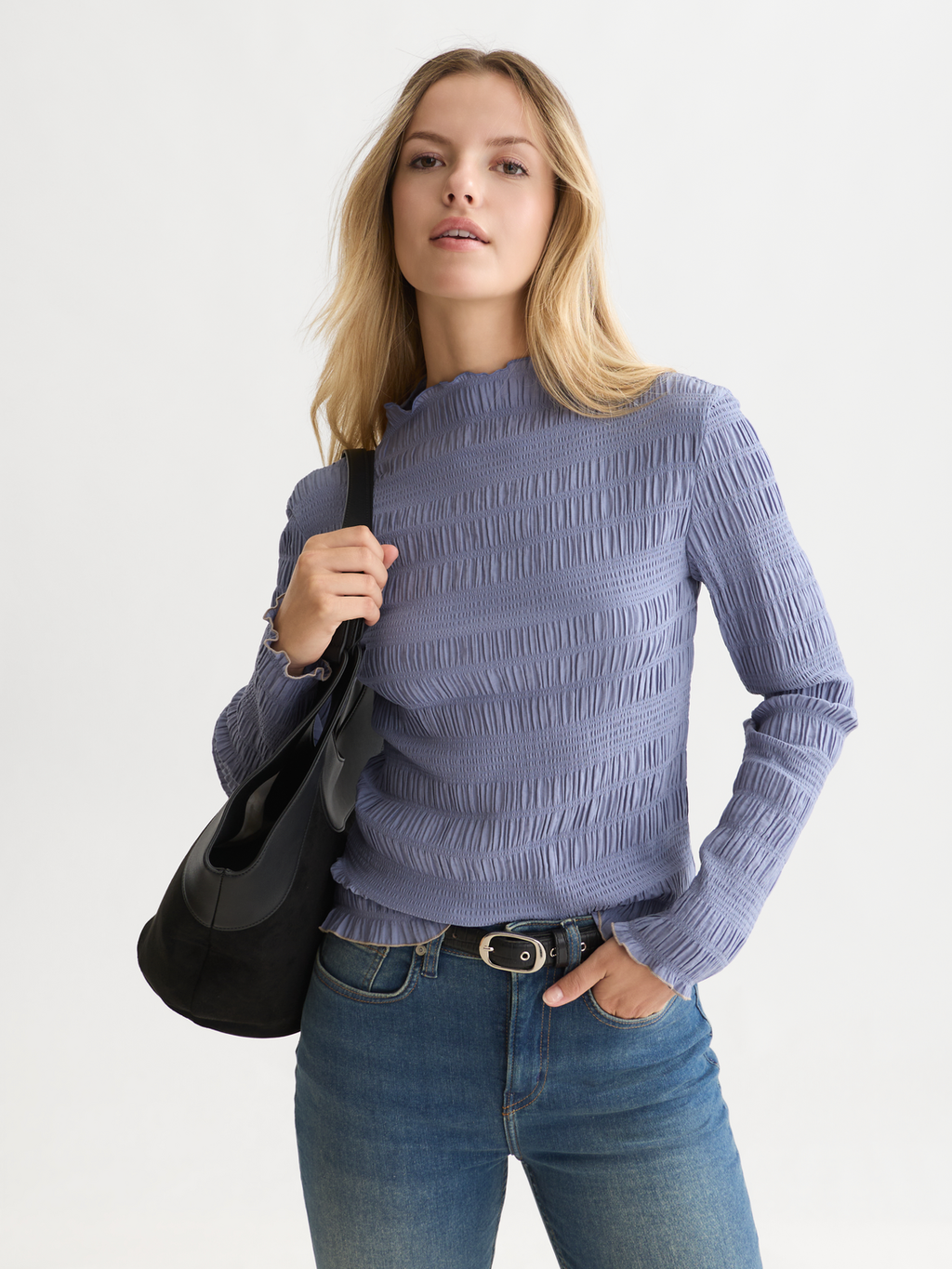 Smocked Long-Sleeve Top