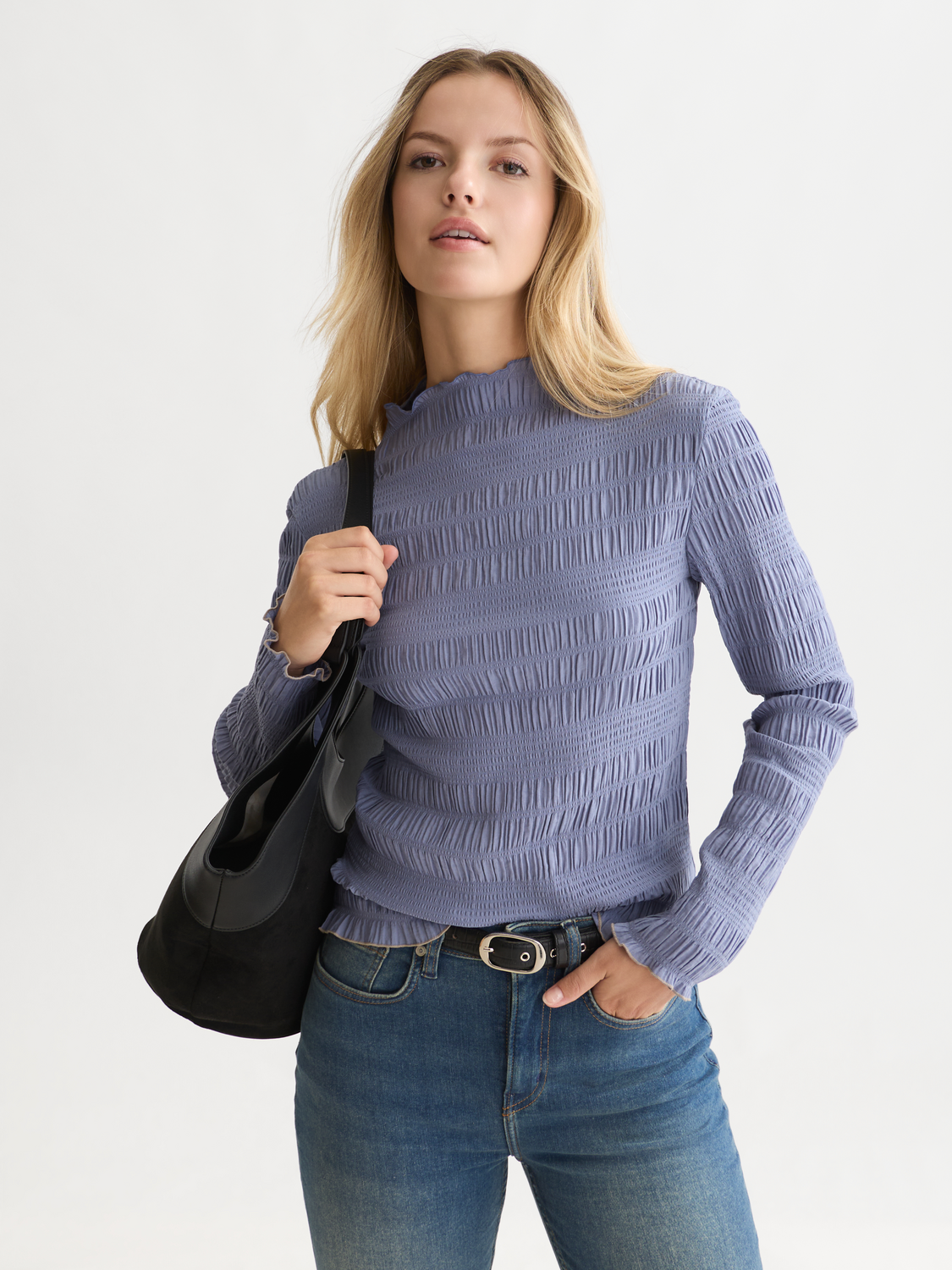 Smocked Long-Sleeve Top