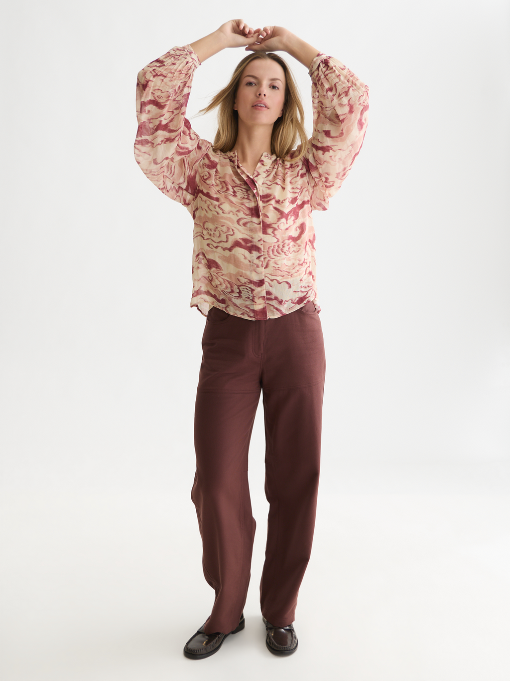 Printed Gathered Blouse