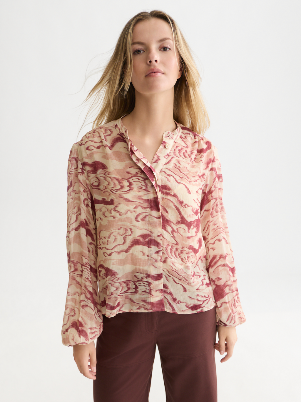 Printed Gathered Blouse