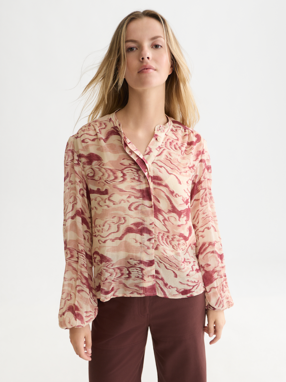 Printed Gathered Blouse
