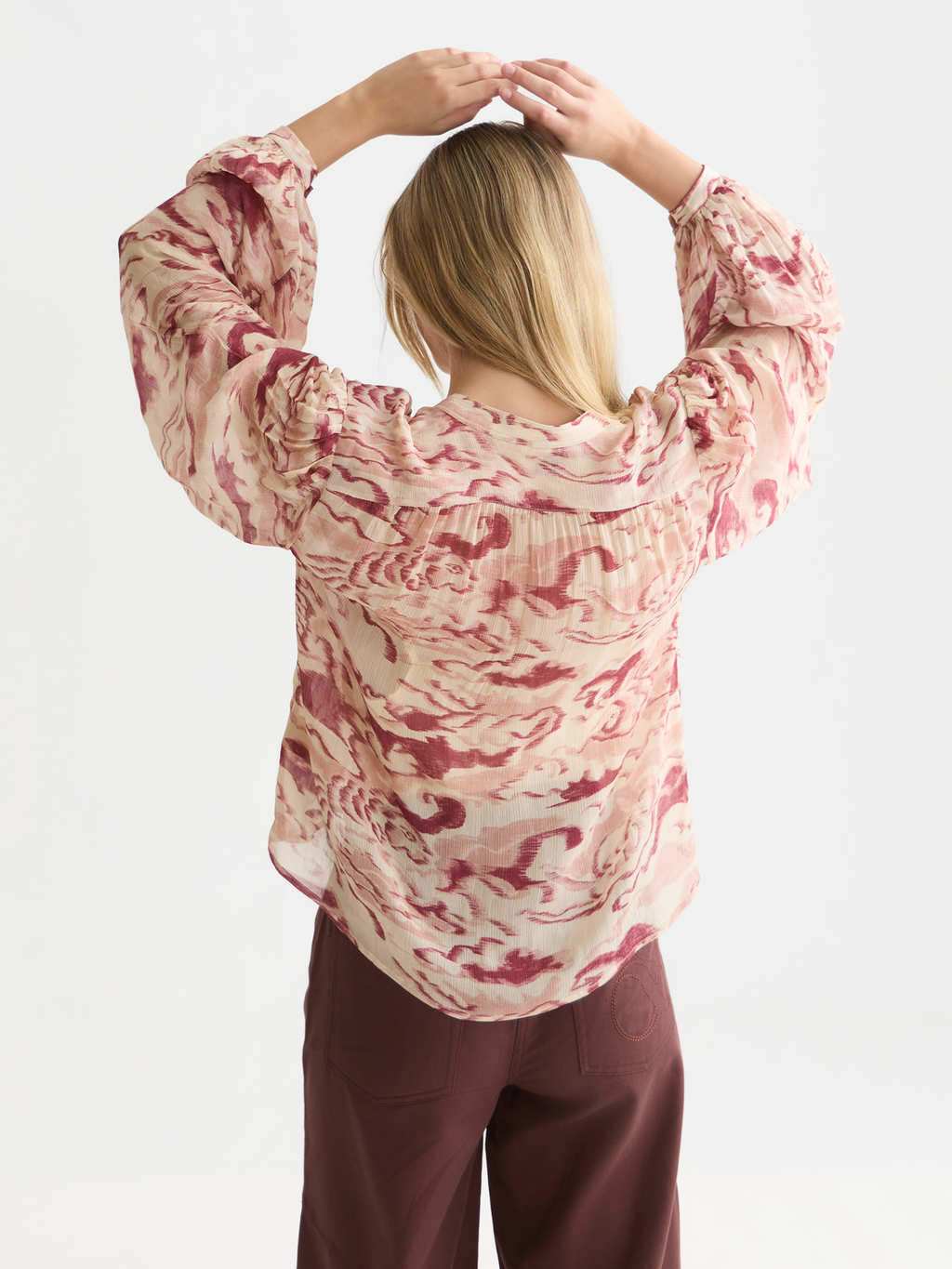 Printed Gathered Blouse