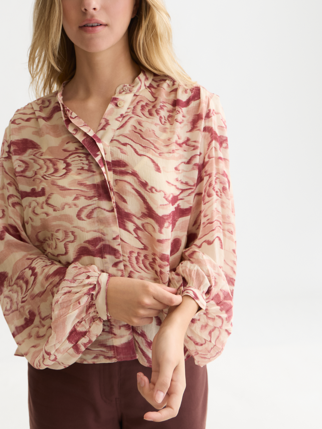 Printed Gathered Blouse