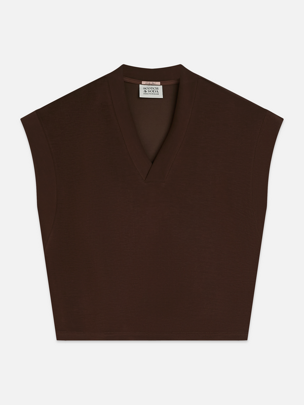 Tencel V-Neck Shortsleeved Sweatshirt
