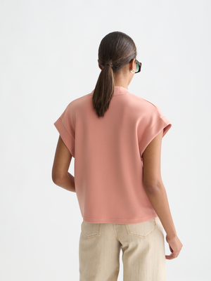 Tencel V-Ausschnitt Kurzarm-Sweatshirt