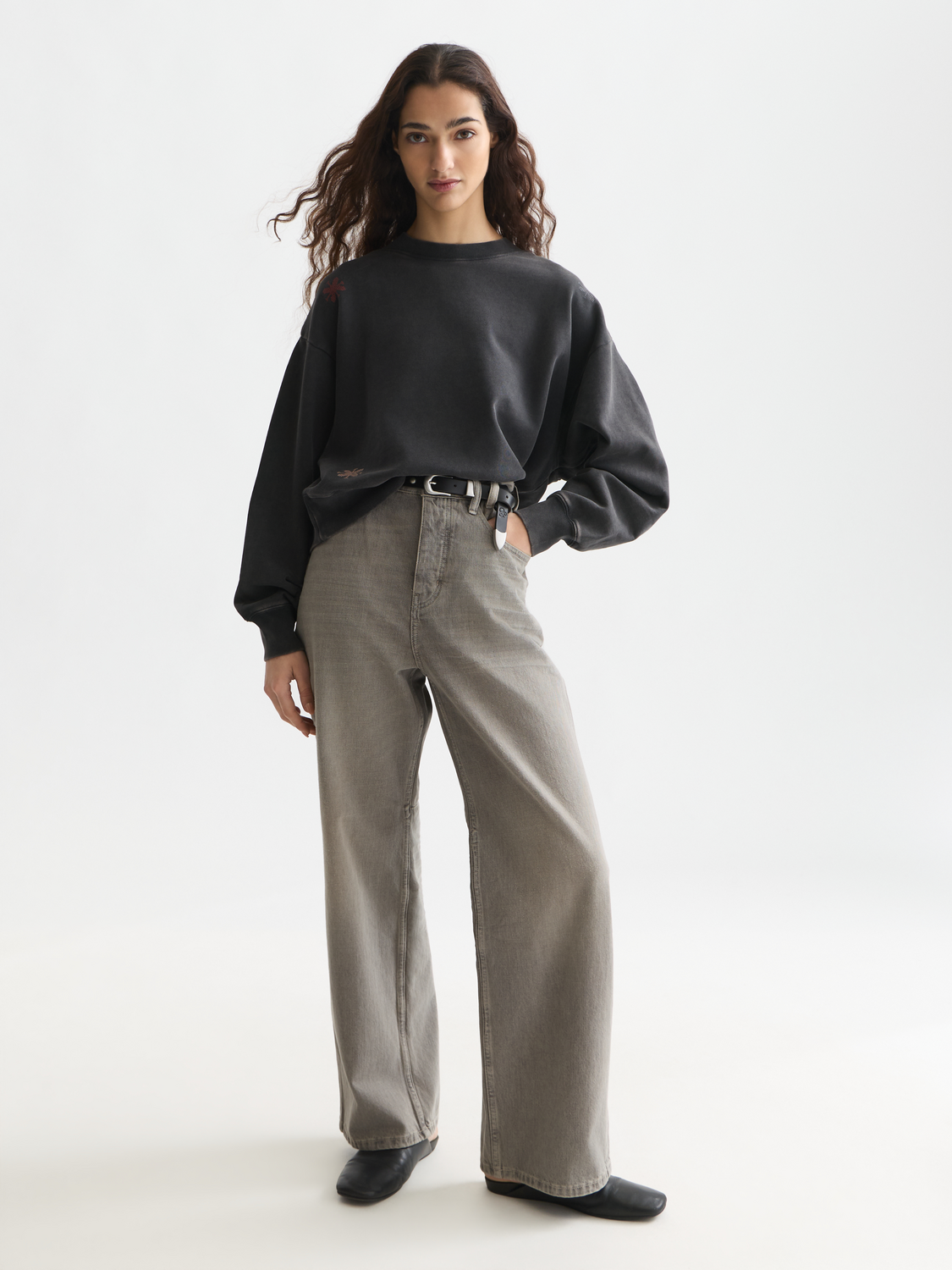 Washed Sweatshirt With Embroidery