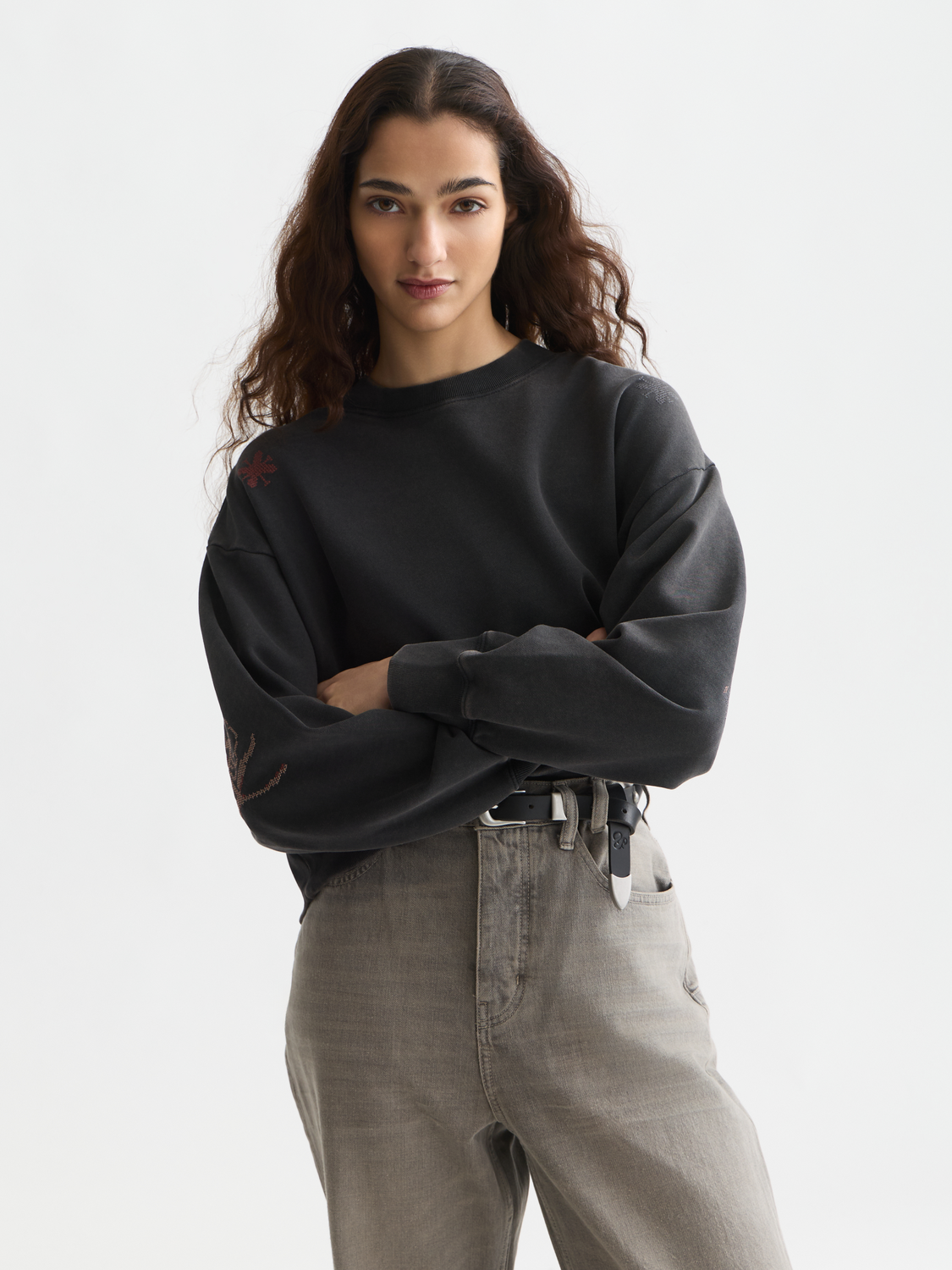 Washed Sweatshirt With Embroidery