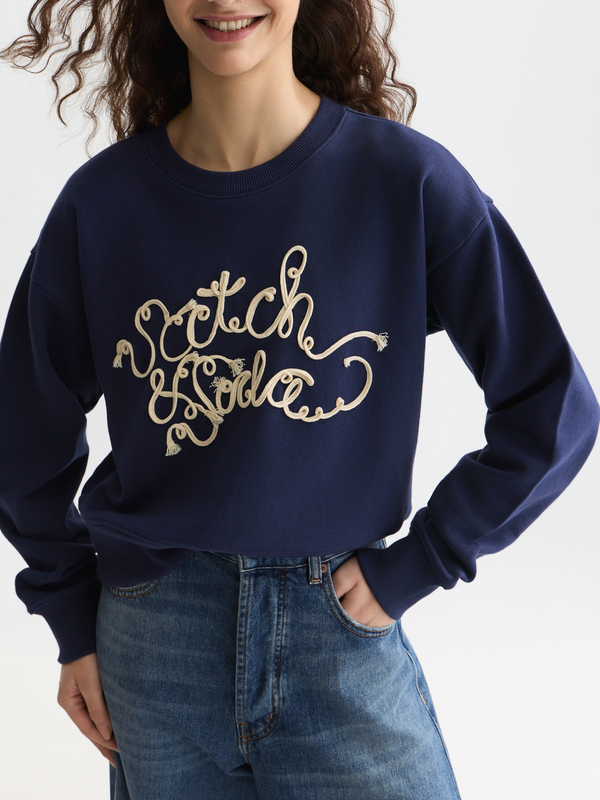 Ribon Embroidery Loose-Fit Sweatshirt