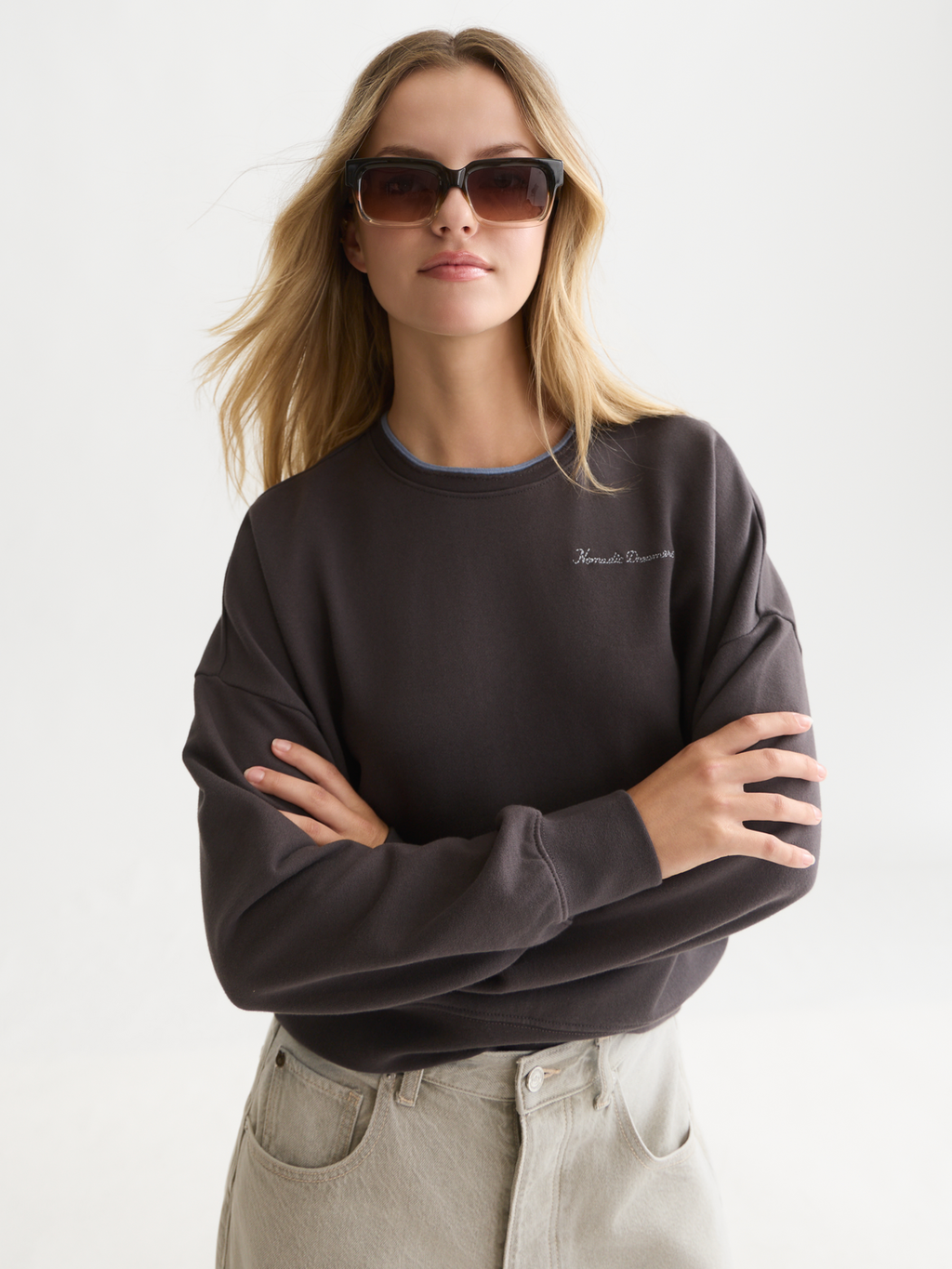 Chest Embroidery Relaxed Sweatshirt