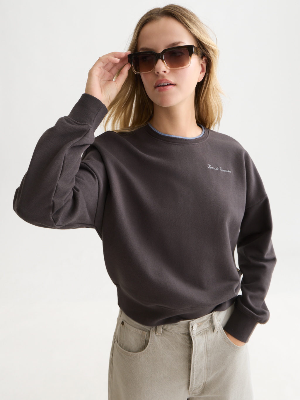 Chest Embroidery Relaxed Sweatshirt