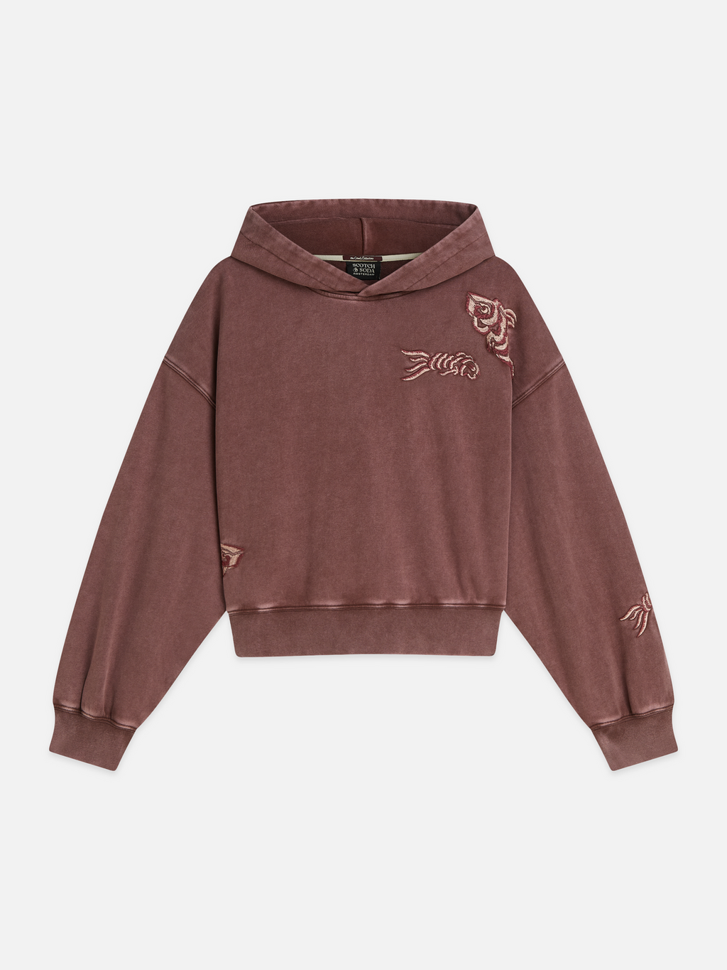 Sweat à capuche coupe décontractée brodé et délavé