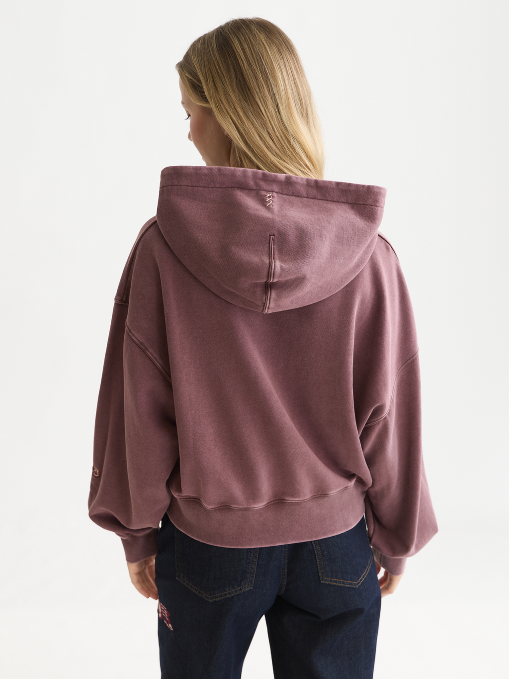 Sweat à capuche coupe décontractée brodé et délavé