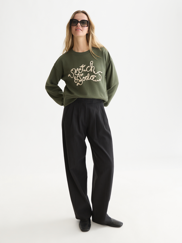 Ribbon Embroidery Loose-Fit Sweatshirt