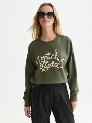 Ribbon Embroidery Loose-Fit Sweatshirt