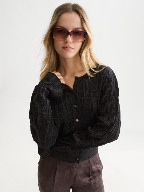 Viscose-Blend Smock Stitch Cardigan