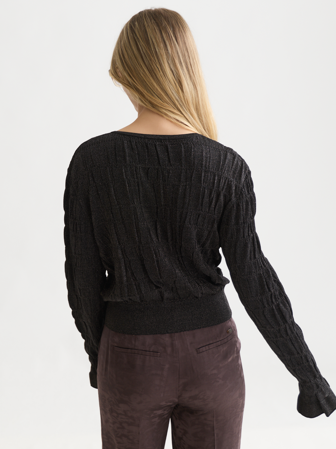 Viscose-Blend Smock Stitch Cardigan