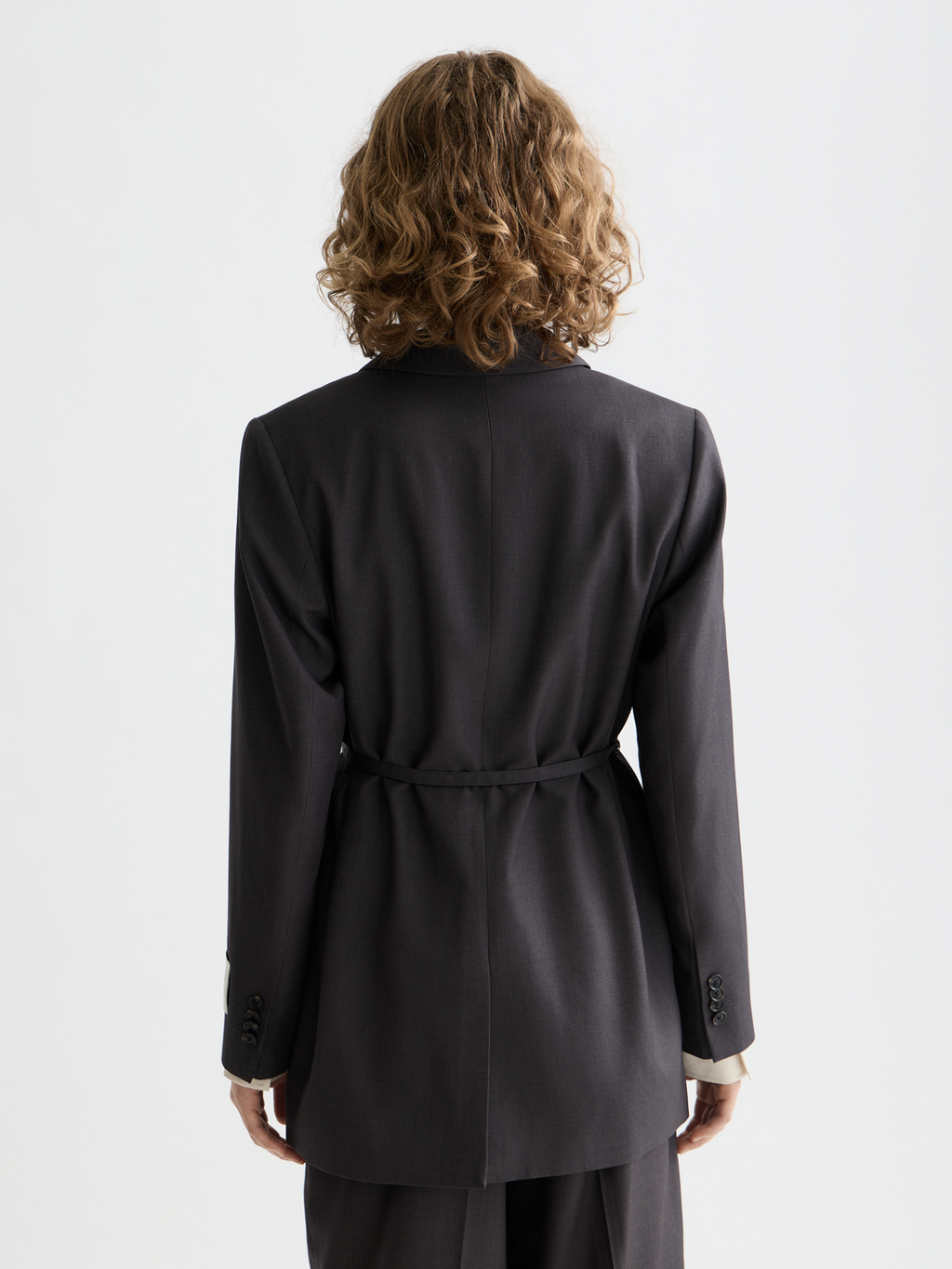 Blazer coupe droite en laine tropicale avec ceinture Core Db
