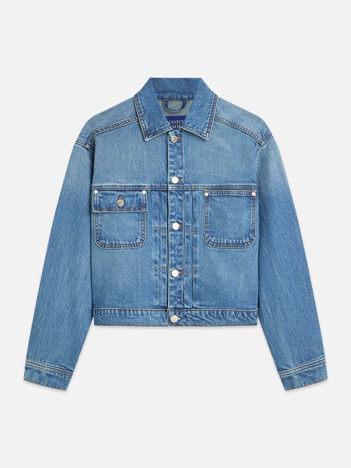 Pleat Front Denim Trucker Jacket
