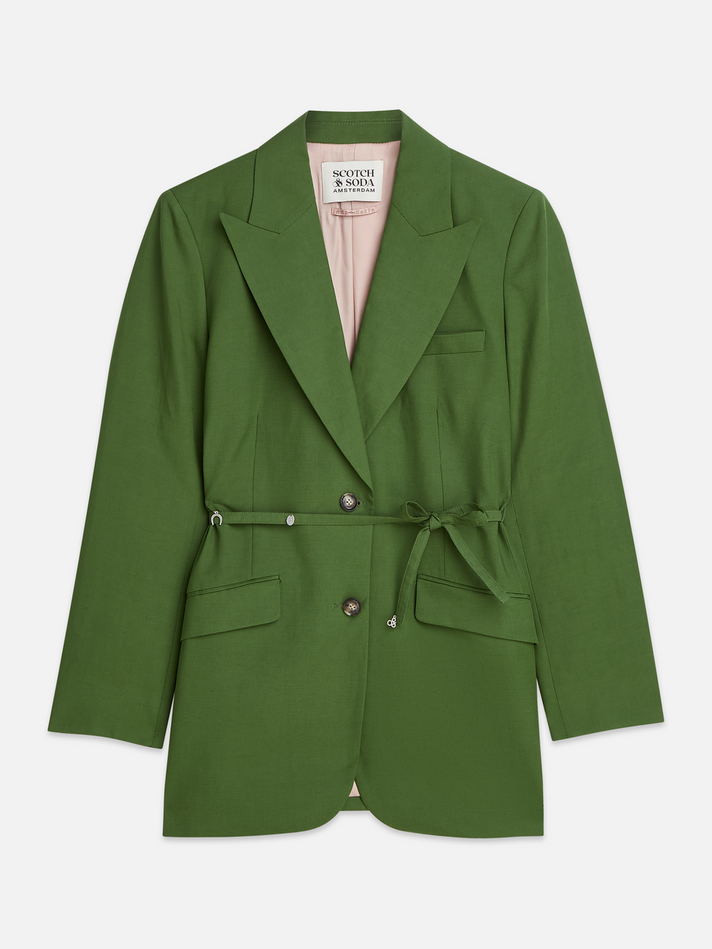 Linen Blend Blazer With Charm Belt