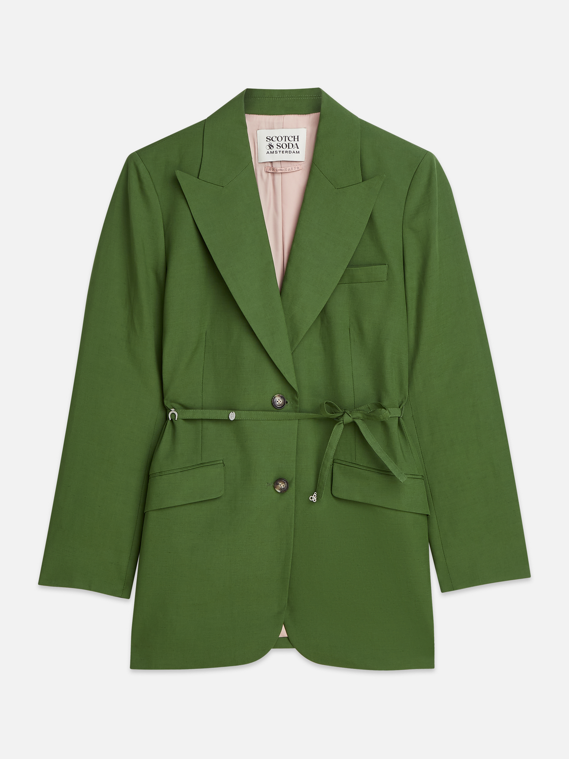Linen Blend Blazer With Charm Belt