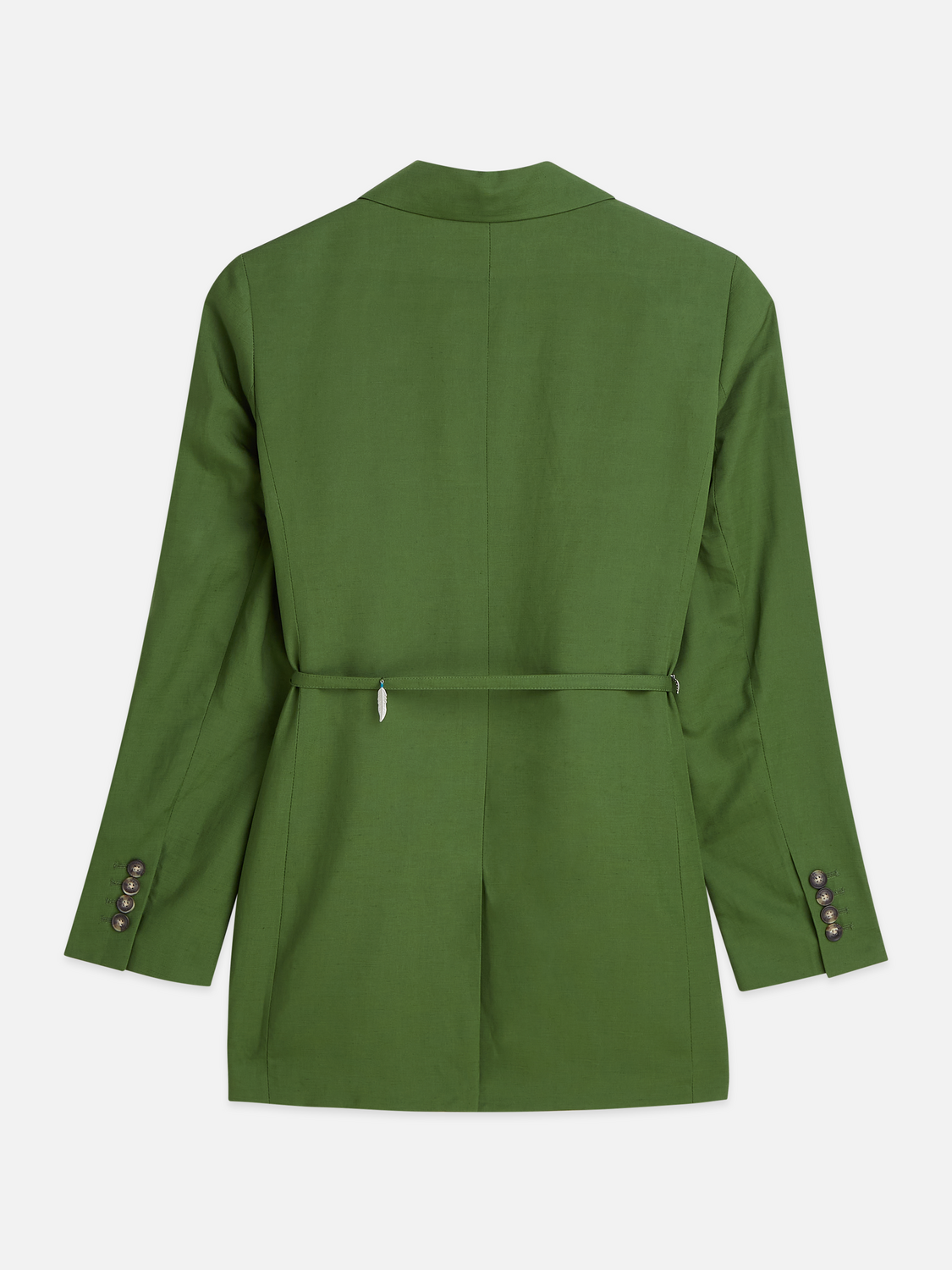 Linen Blend Blazer With Charm Belt