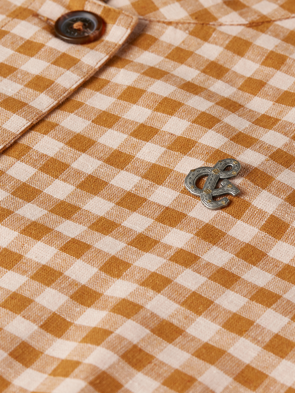 Linen Blend Gingham Belted Blazer