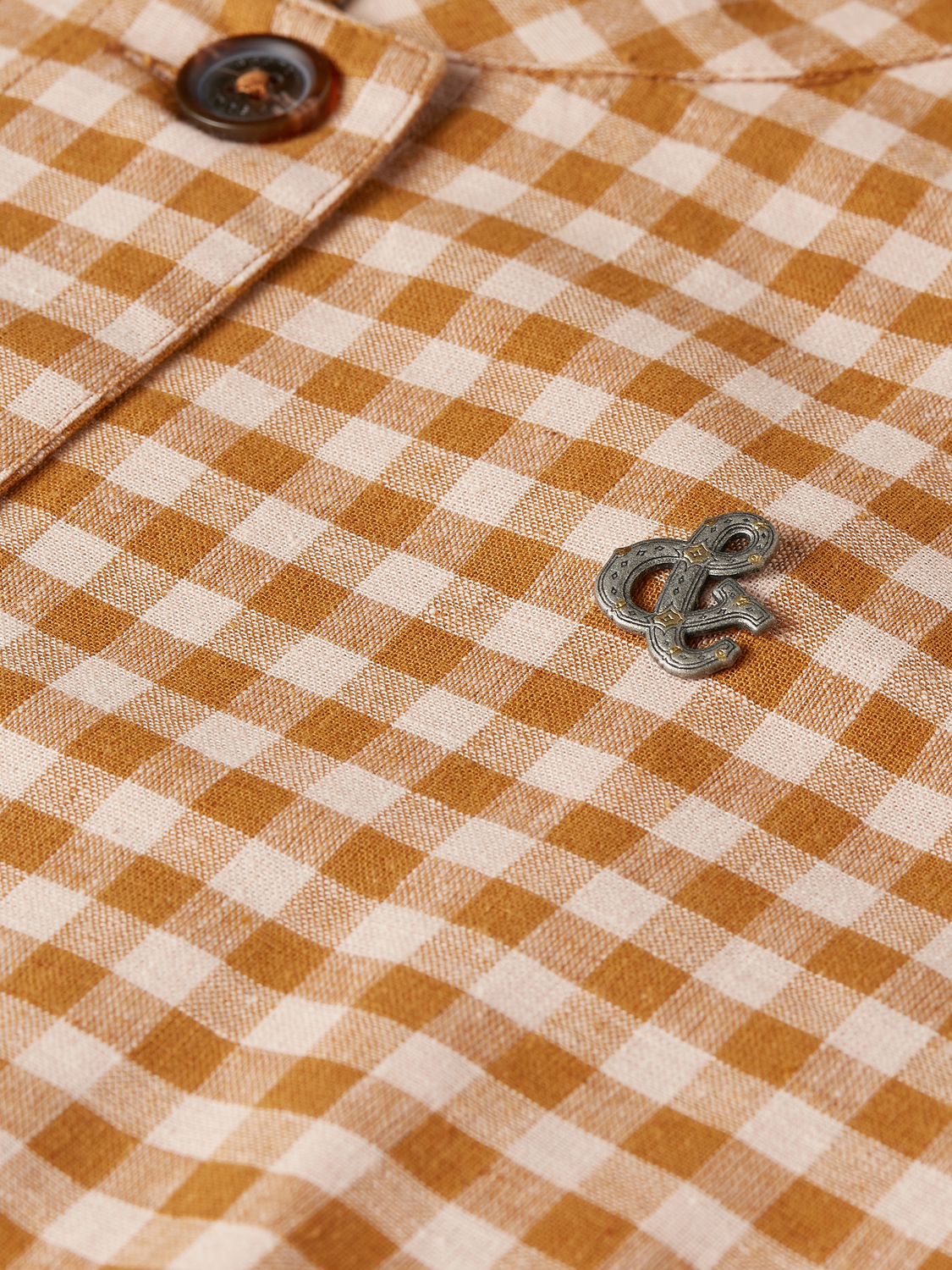 Linen Blend Gingham Belted Blazer