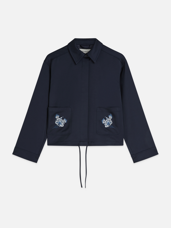 Scotch & Soda x Royal Delft bestickte Satinjacke