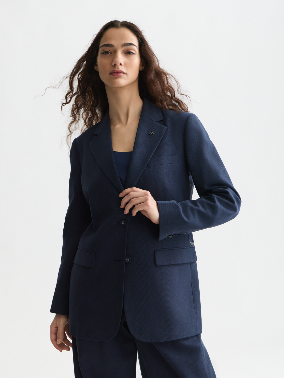 Gabardine Relaxed Single Breasted Blazer