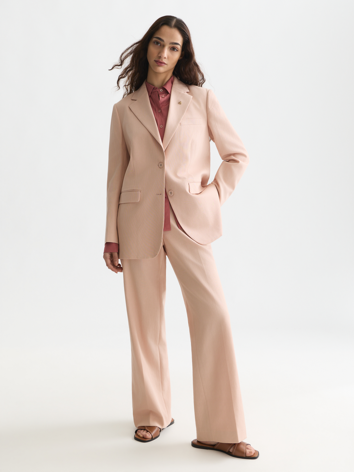 Gabardine Relaxed Single Breasted Blazer