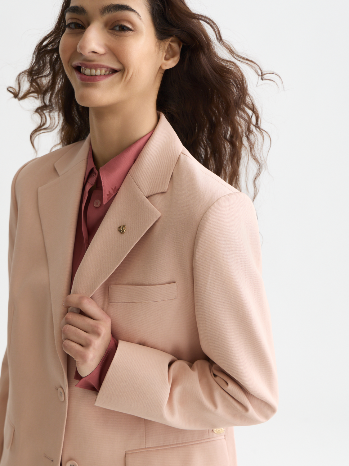 Gabardine Relaxed Single Breasted Blazer