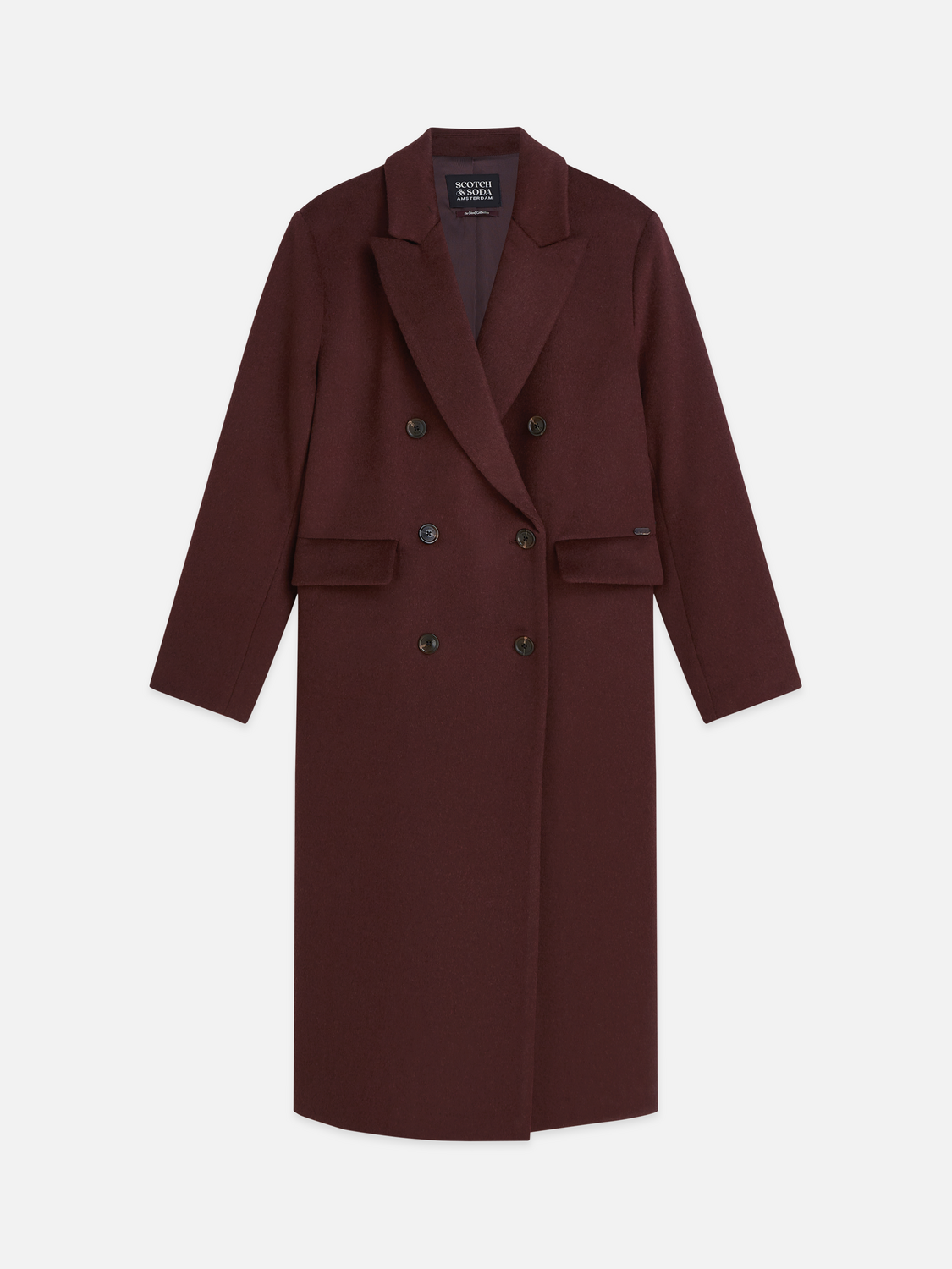Manteau long croisé en mélange de laine