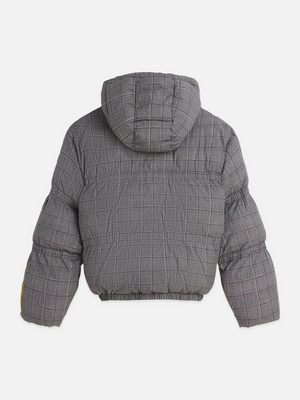 Printed Check Short Puffer