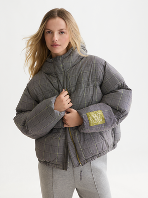 Printed Check Short Puffer