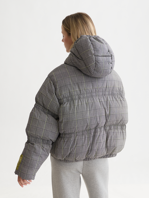 Printed Check Short Puffer