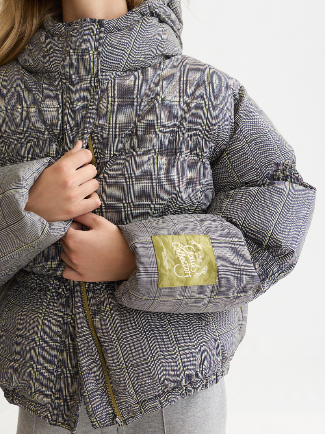 Printed Check Short Puffer