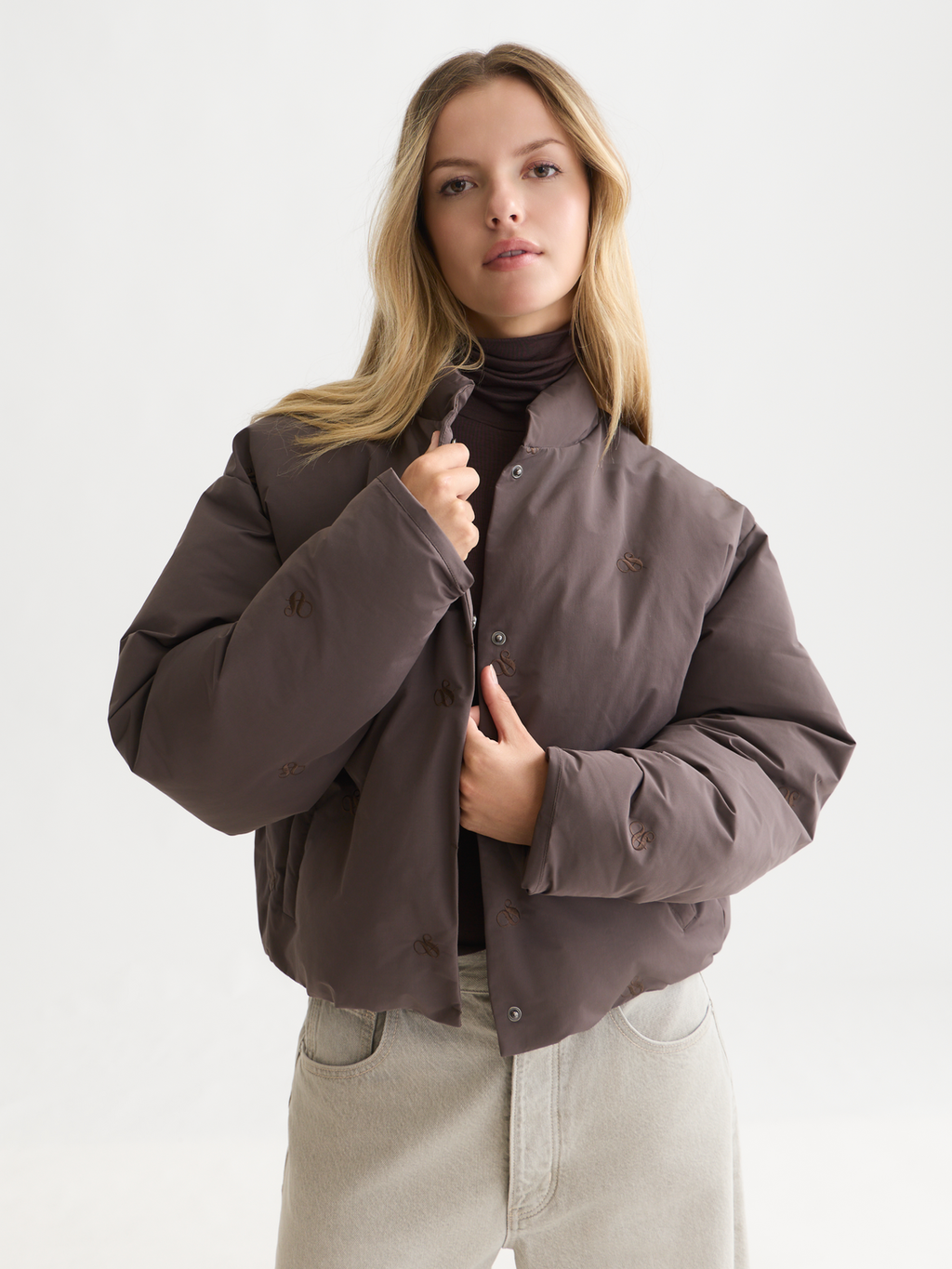 Embroidered Short Puffer Jacket
