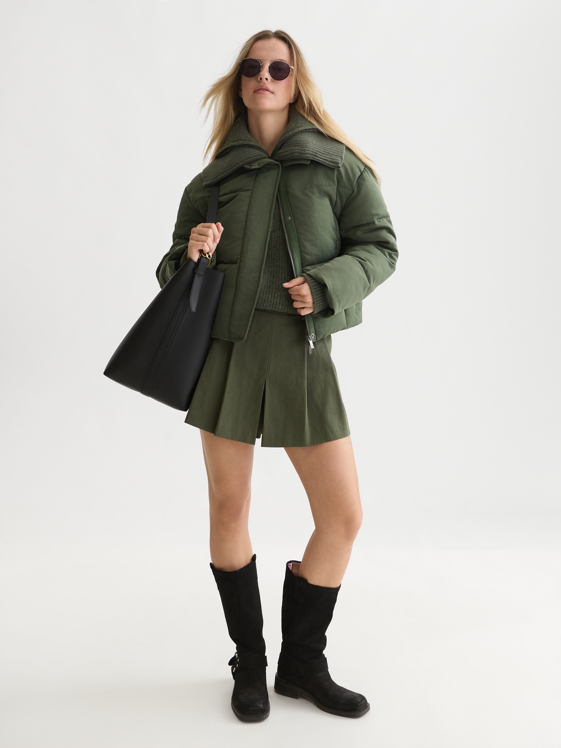 Rib Collar Short Puffer