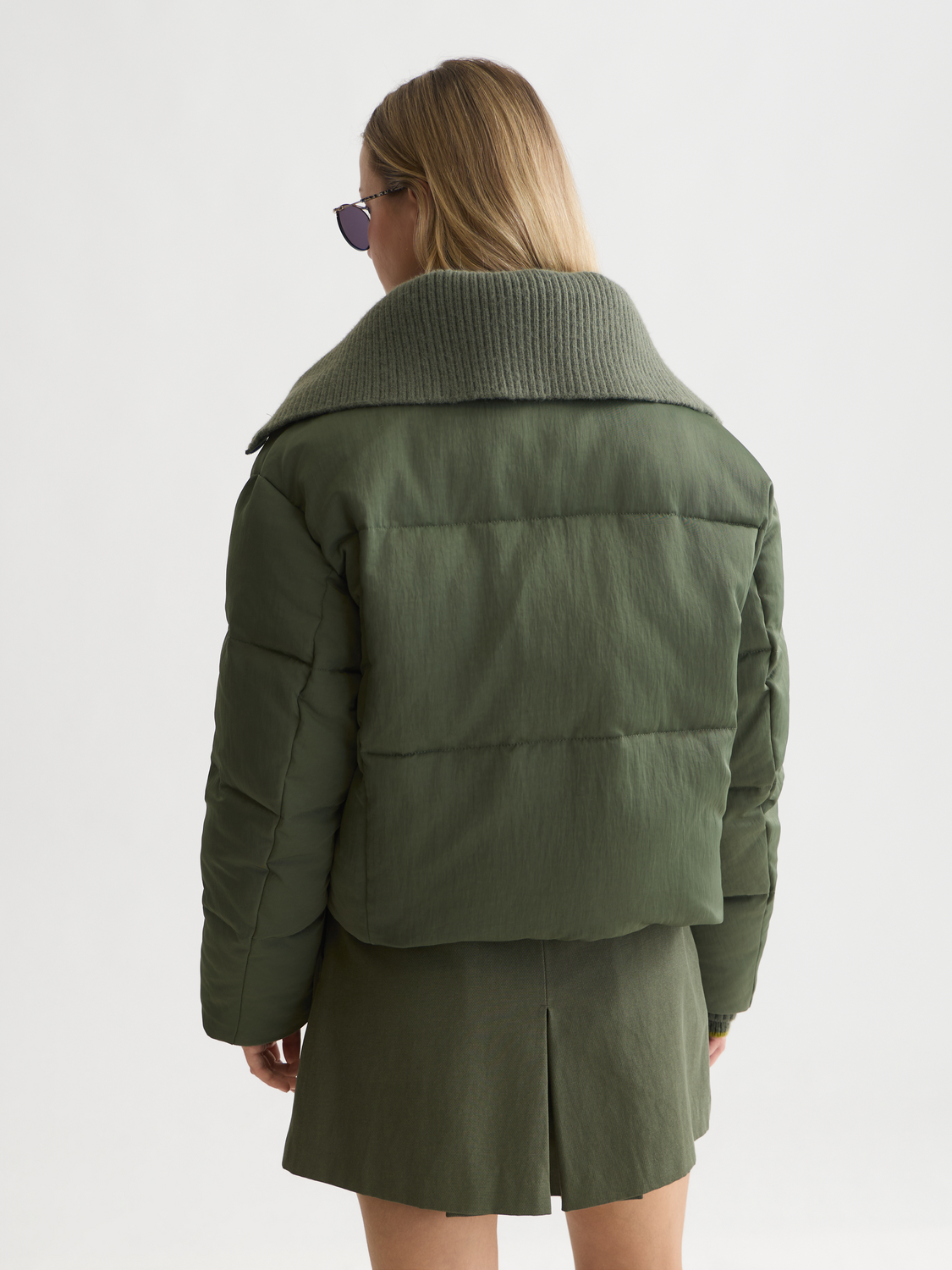Rib Collar Short Puffer